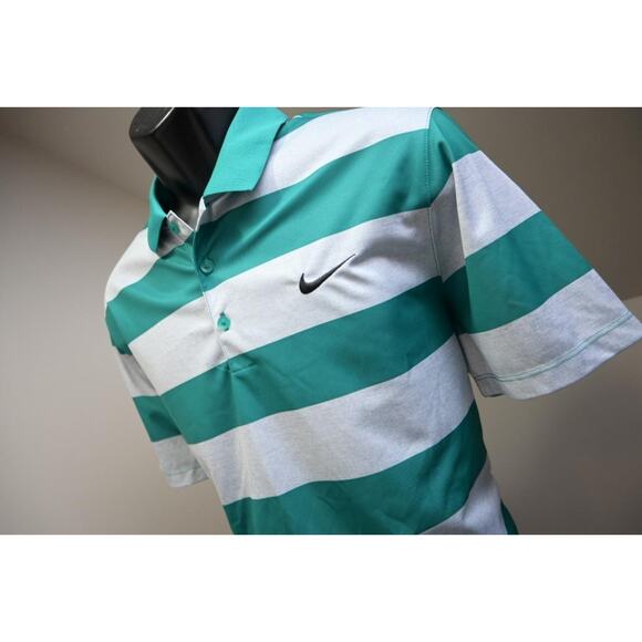 Nike Golf Polo Dri Fit Standard Fit Striped Short Sleeve Shirt Mens Sz Large - Picture 1 of 8